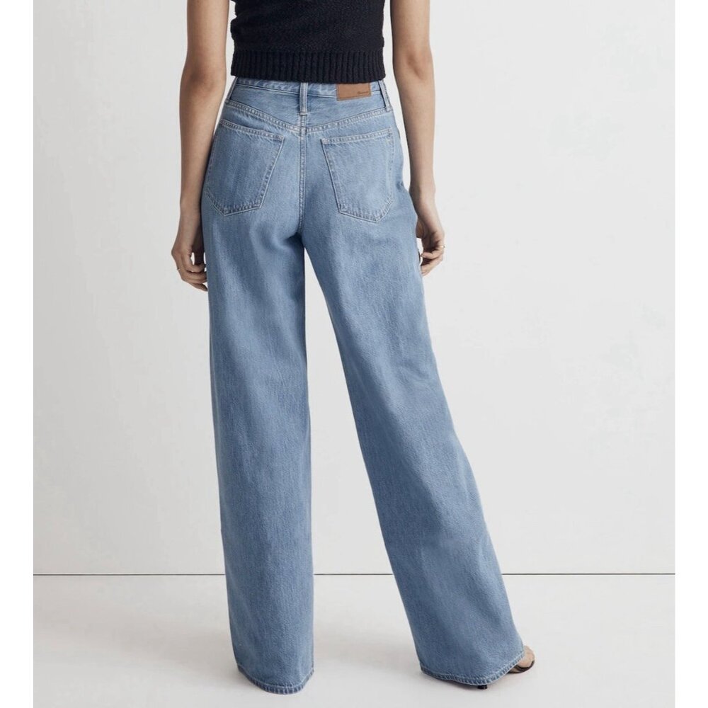 Madewell Women’s Super Wide Leg Jeans Size 31 Blue Button Fly High Rise - Picture 2 of 16
